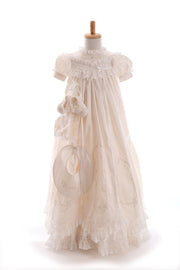 Mary Silk Christening Robe Set Bonnet, Booties & Bib